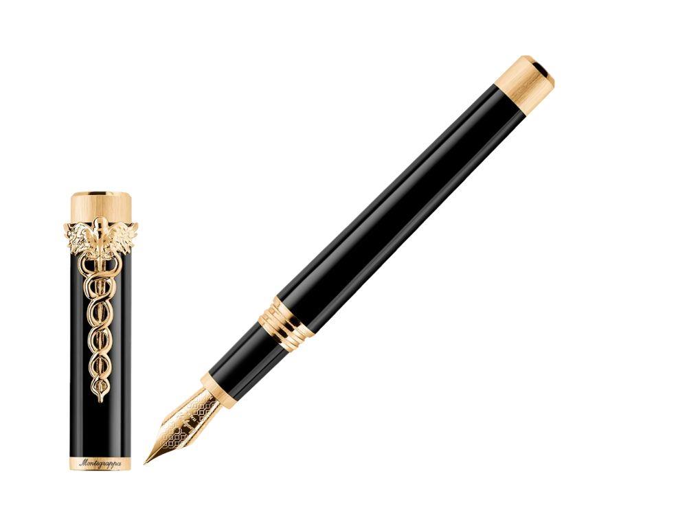 Montegrappa Zero Caduceus Yellow Gold Füllfederhalter Stahlfeder