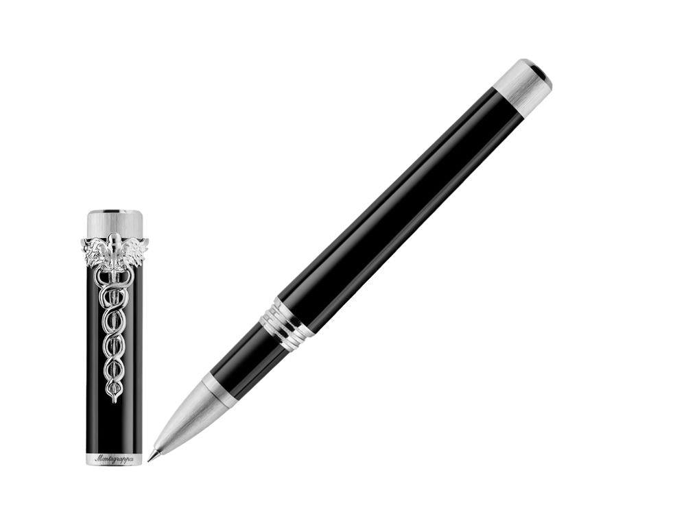 Montegrappa Zero Caduceus Palladium Roller, Schwarz, ISZECRIP