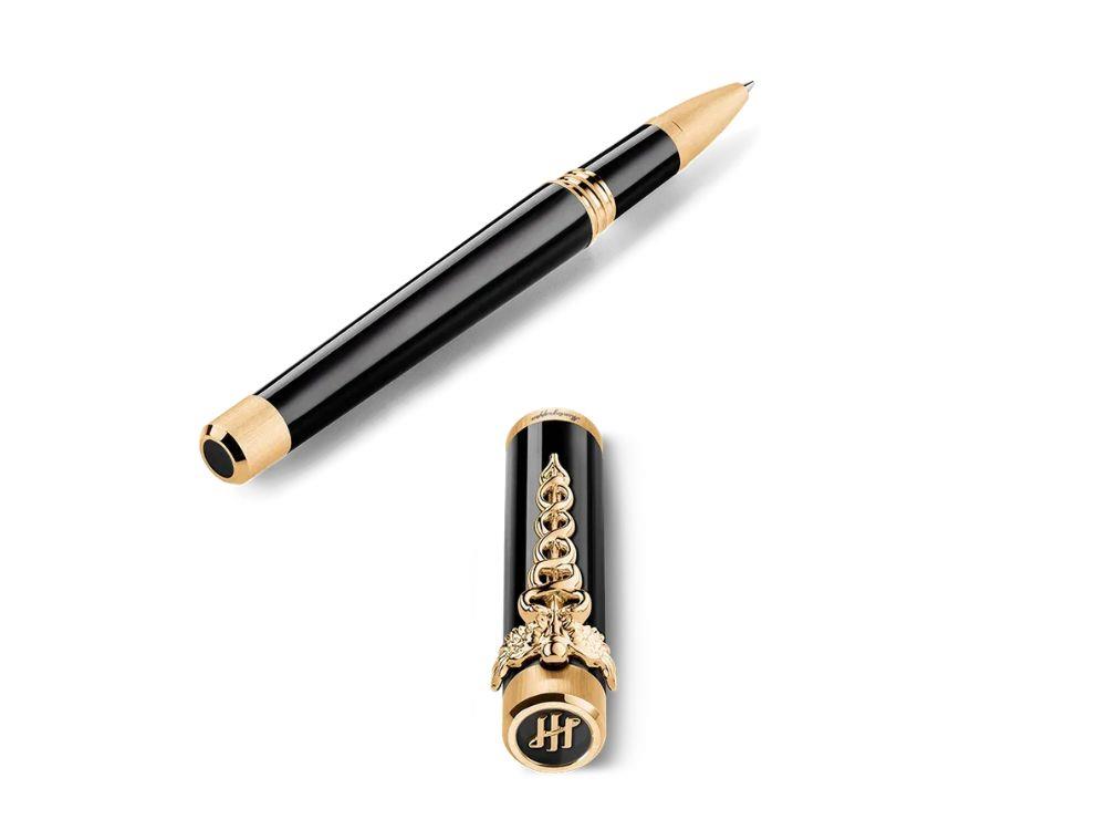 Montegrappa Zero Caduceus Yellow Gold Roller, Schwarz, ISZECRIY