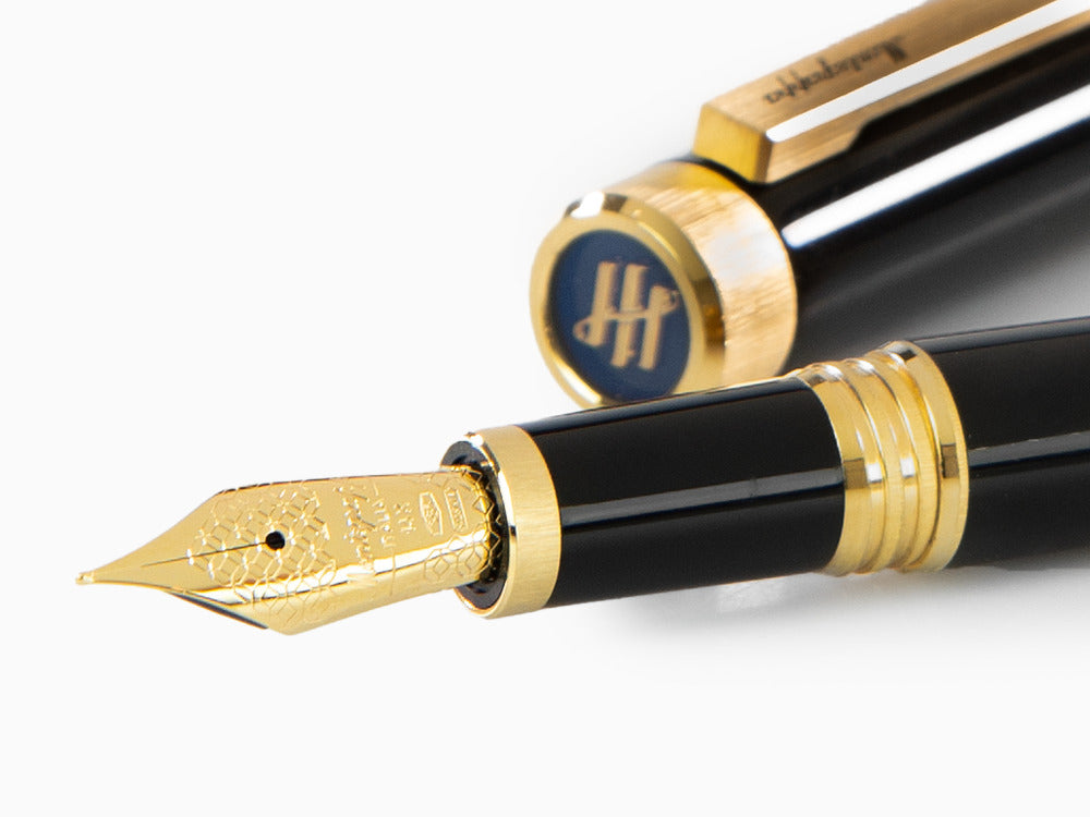 Montegrappa Zero Füllfederhalter, Schwarzes Edelharz, Gelbgold, ISZEI-4Y