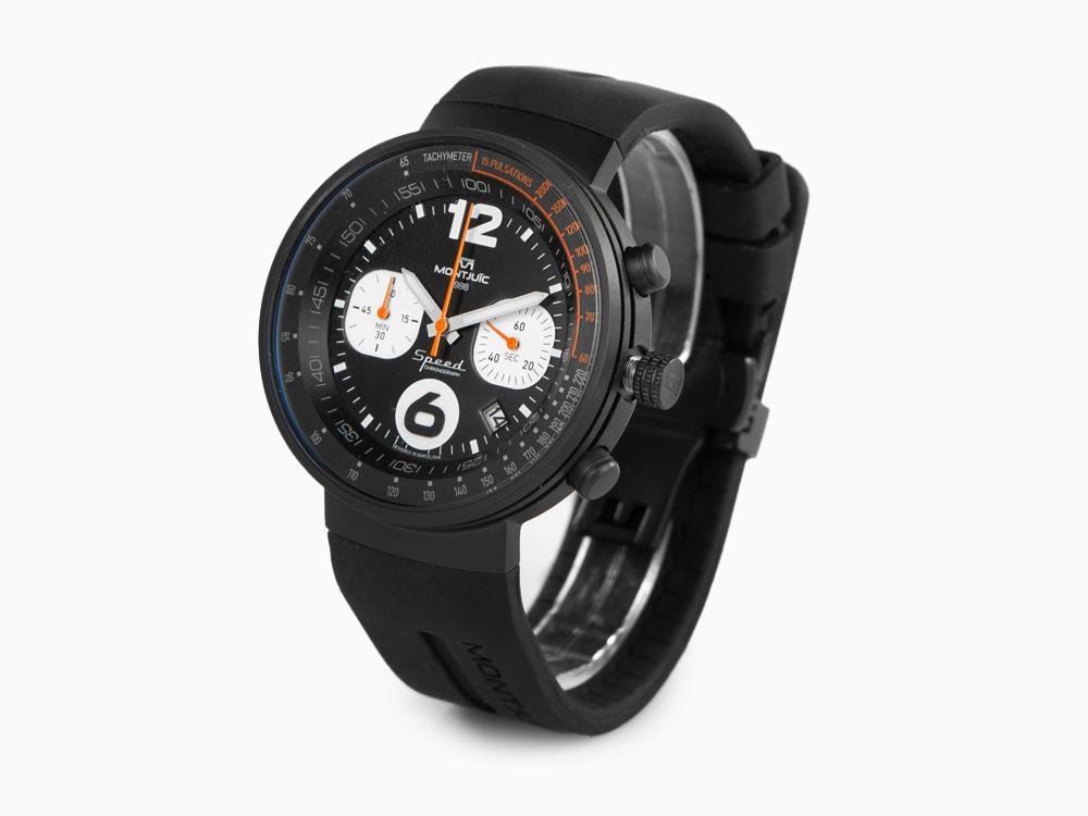 Montjuic Speed Chronograph Quartz Uhr, Edelstahl, Schwarz, 45 mm, MJ2.0101.B