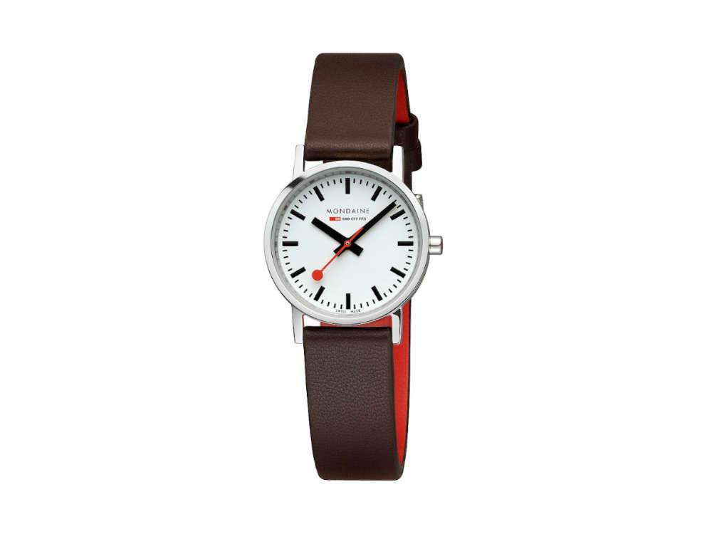 Mondaine Classic SBB Quartz Uhr, Weiss, 30 mm, Lederband, A658.30323.11SBG