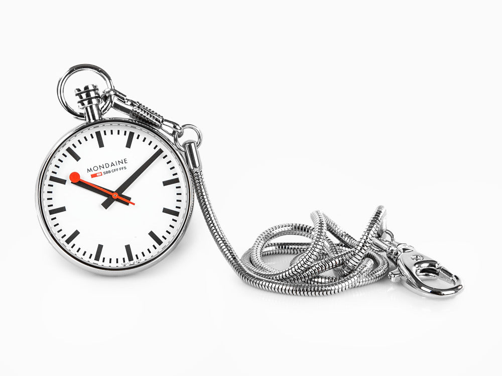 Mondaine SBB Evo Quartz Taschenuhr, Stahl, Weiss, 43 mm, A660.30316.11SBB