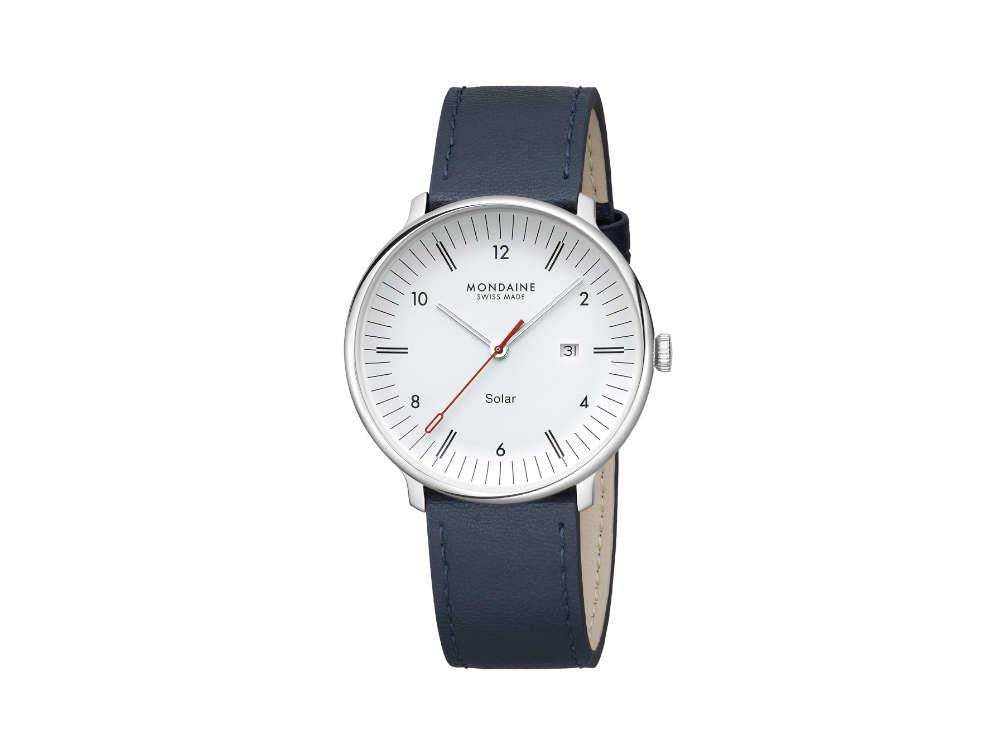 Mondaine Doppio Quartz Solar Uhr, Weiss, 41 mm, MLE.41910.LDV