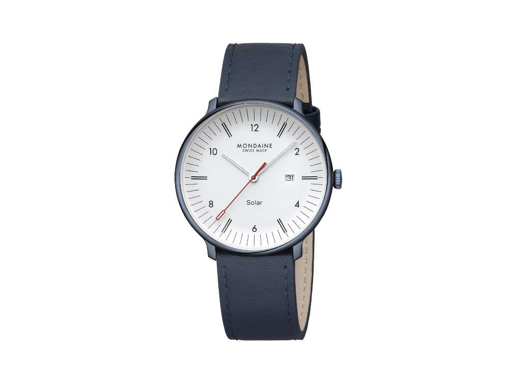 Mondaine Doppio IP Solar Quartz Uhr, Weiss, 41 mm, MLE.41910.LQV