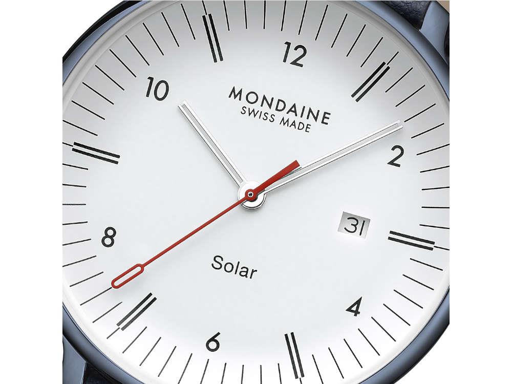 Mondaine Doppio IP Solar Quartz Uhr, Weiss, 41 mm, MLE.41910.LQV