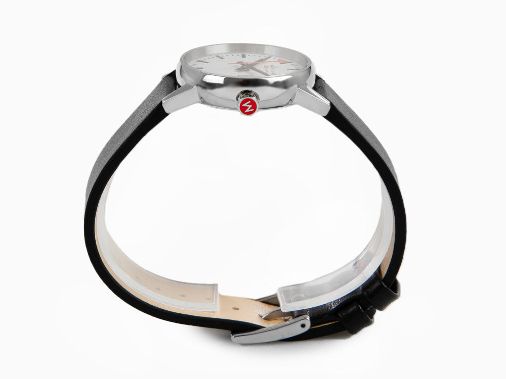 Mondaine SBB Evo2 Quartz Uhr, Weiss, 30mm, Tag, Lederband, MSE.30210.LB