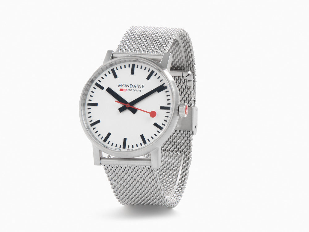 Mondaine SBB Evo Quartz Uhr, Weiss, 43 mm MSE.43110.SJ