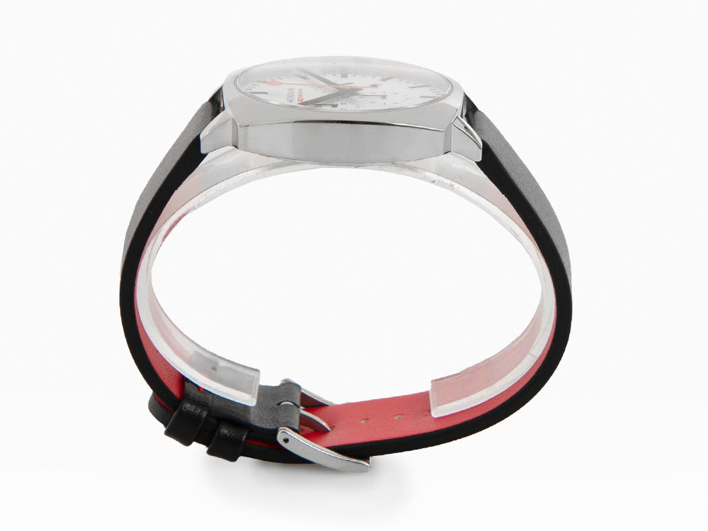 Mondaine Cushion Quartz Uhr, Weiss, 41 mm, Lederband, MSL.41410.LBV.SET