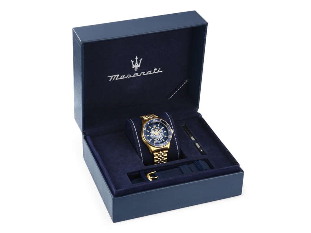 Maserati Sfida Automatik Uhr, PVD Gold, Blau, 44 mm, Spezialausgabe, R8823140017