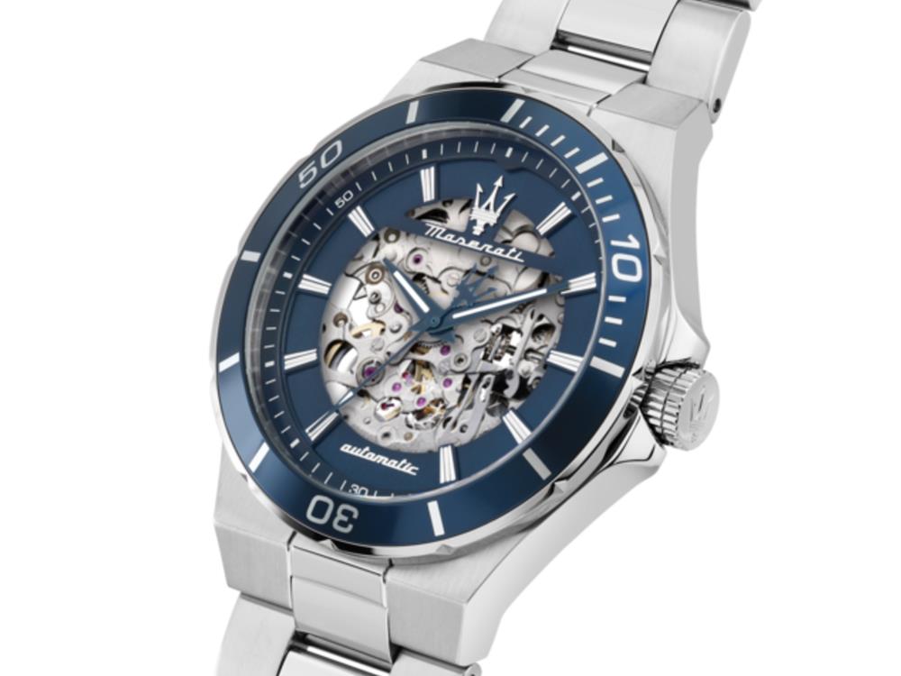 Maserati Sfida Automatik Uhr, Blau, 41 mm, Mineral Glas, R8823140019
