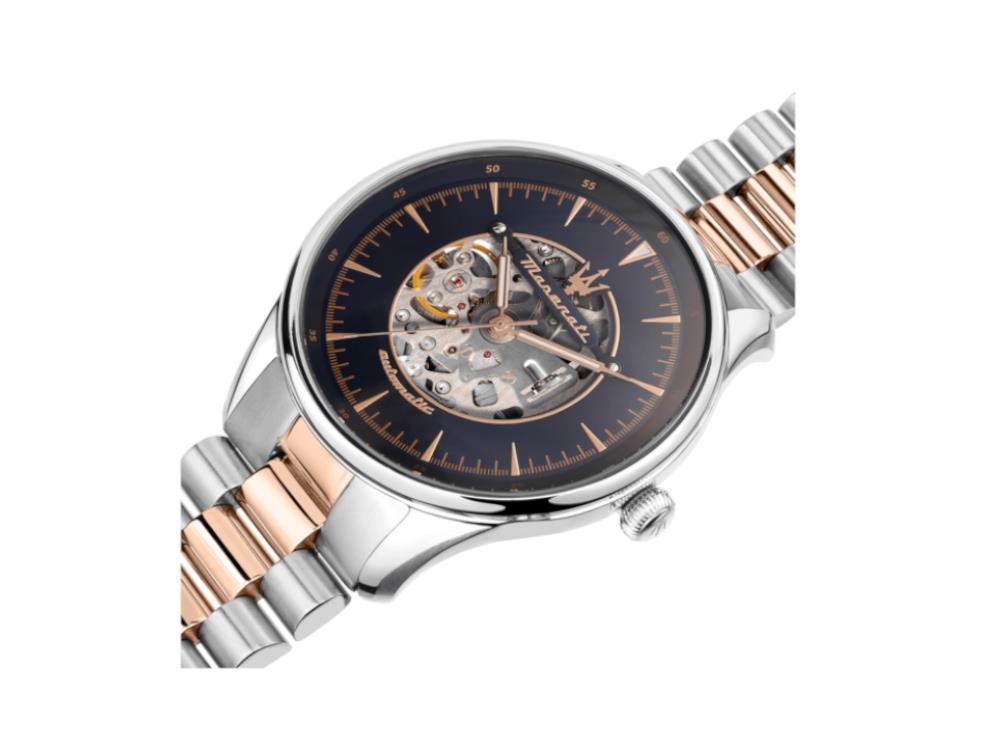 Maserati Tradizione Automatik Uhr, PVD Rose Gold, Blau, 45 mm, R8823146001