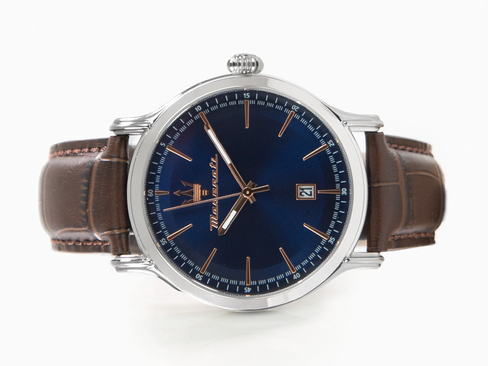 Maserati Epoca Quartz Uhr, Blau, 42 mm, Mineral Glas, R8851118016