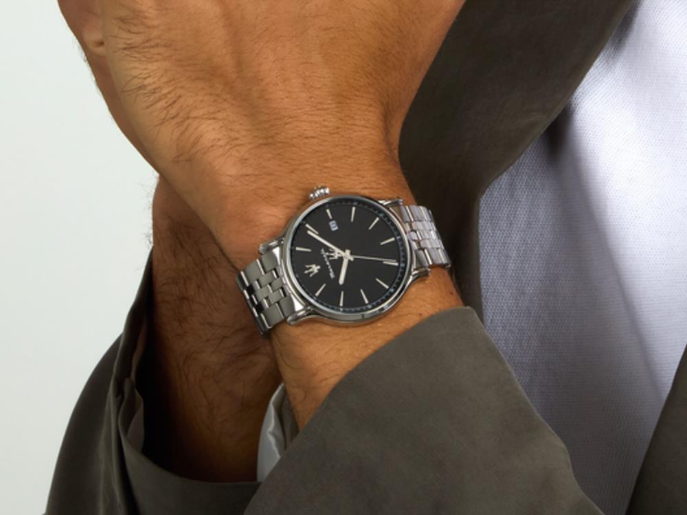 Maserati Epoca Slim Quartz Uhr, Schwarz, 40 mm, Mineral Glas, R8853118030