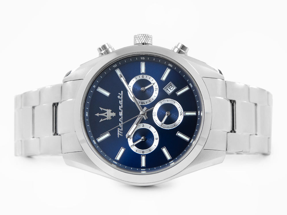Maserati Attrazione Quartz Uhr, Blau, 43 mm, Mineral Glas, R8853151005