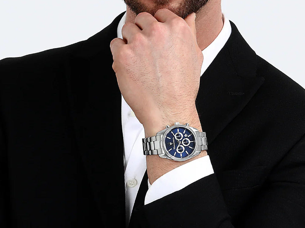 Maserati Attrazione Quartz Uhr, Blau, 43 mm, Mineral Glas, R8853151005