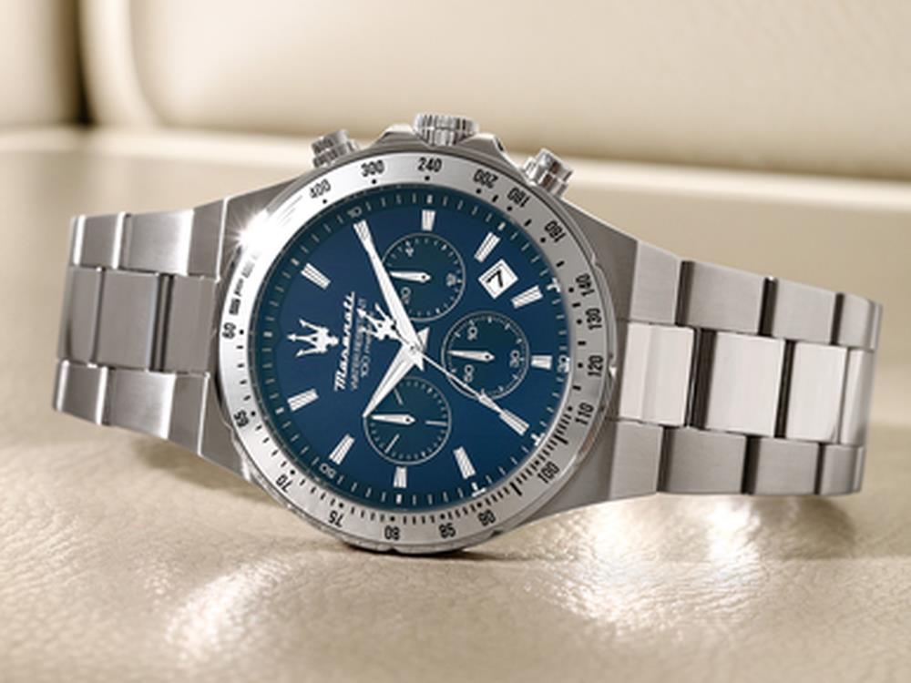 Maserati Sfida Quartz Uhr, Blau, 41 mm, Mineral Glas, R8873640029