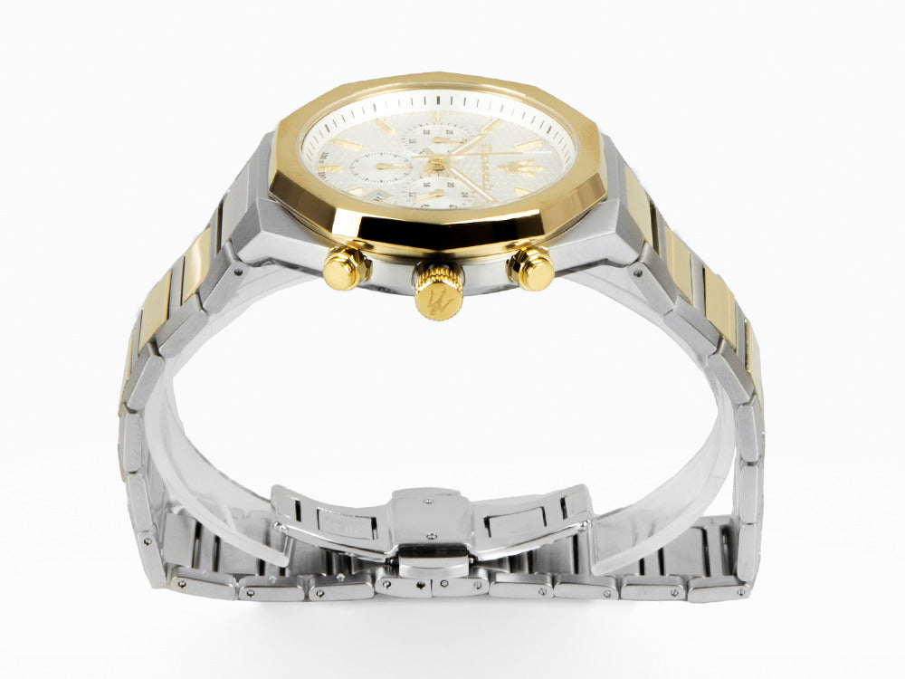 Maserati Stile Quartz Uhr, PVD, Weiss, 45 mm, Mineral Glas R8873642009