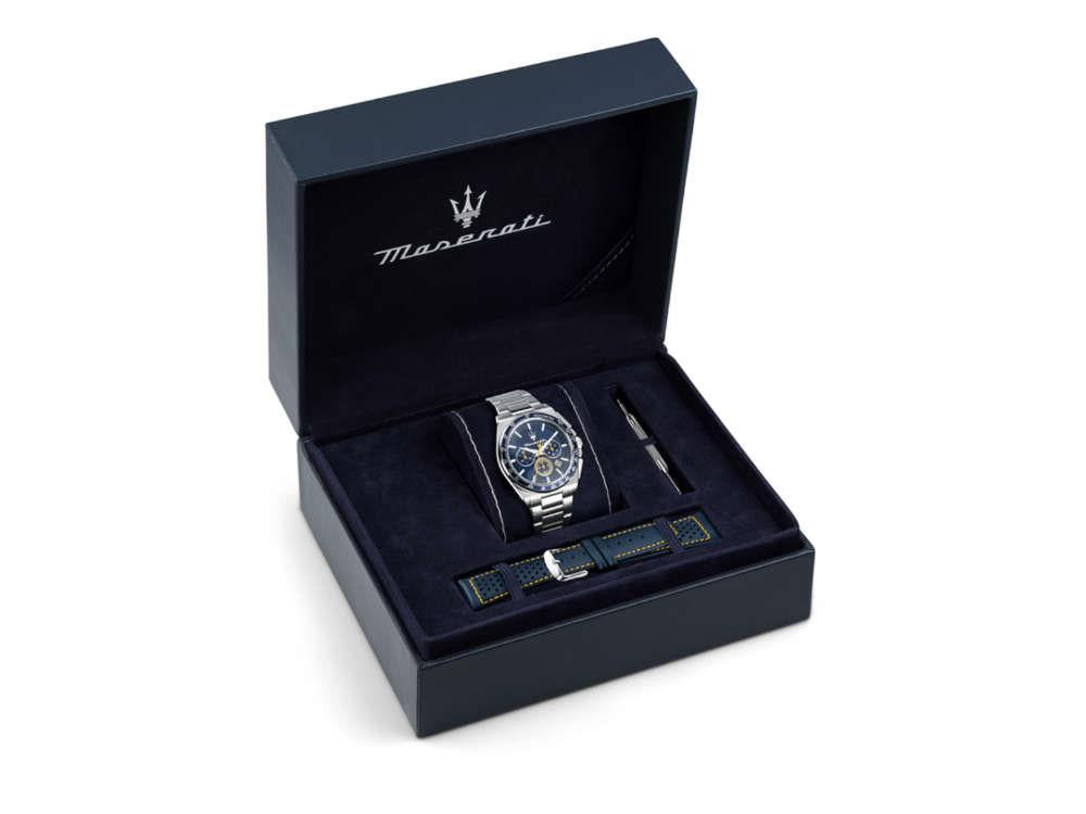 Maserati Velocitá Quartz Uhr, Blau, 43 mm, R8873652001