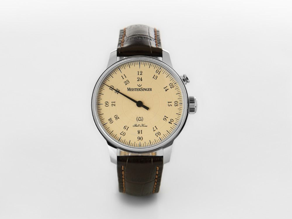 Meistersinger Bell Hora Automatik Uhr, SW 200, Beige, 43 mm, BHO913-SG02