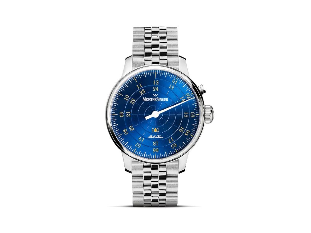 Meistersinger Bell Hora Automatik Uhr, SW 200, Blau, 43 mm, BHO918G-MGB20