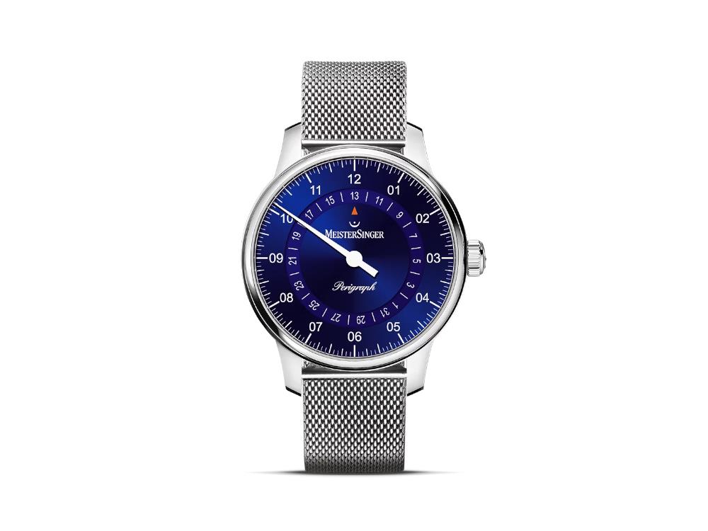 Meistersinger Perigraph Automatik Uhr, SW 300, 38 mm, Blau, BM1108-MIL18