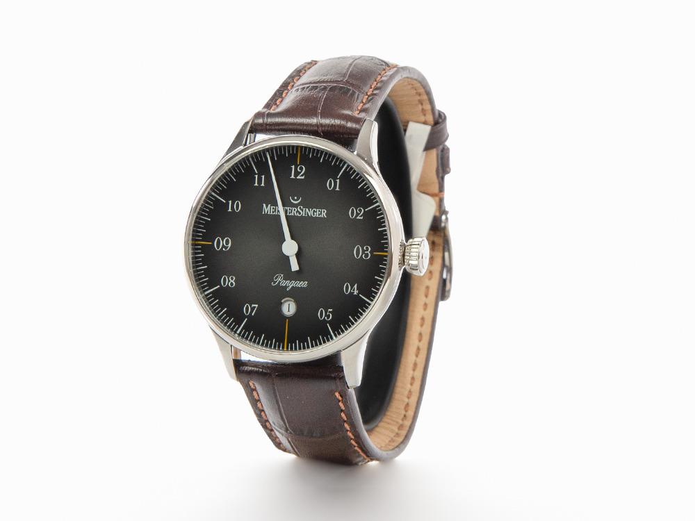 Meistersinger Pangaea Date Automatik Uhr, 40 mm, Schwarz, Leder, PMD907D