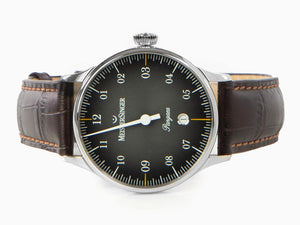 Meistersinger Pangaea Date Automatik Uhr, 40 mm, Schwarz, Leder, PMD907D