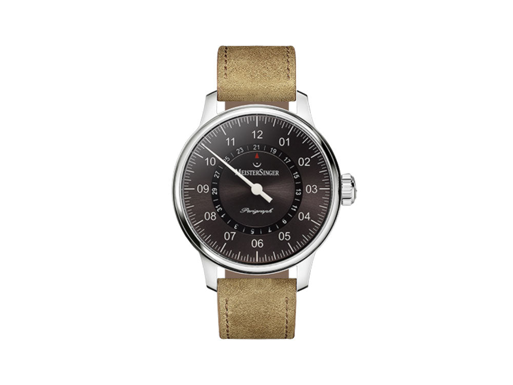 Meistersinger Perigraph Automatik Uhr, 43 mm, Lederband, AM1007-SV03