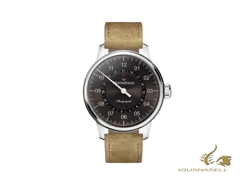 Meistersinger Perigraph Automatik Uhr, 43 mm, Lederband, AM1007-SV03
