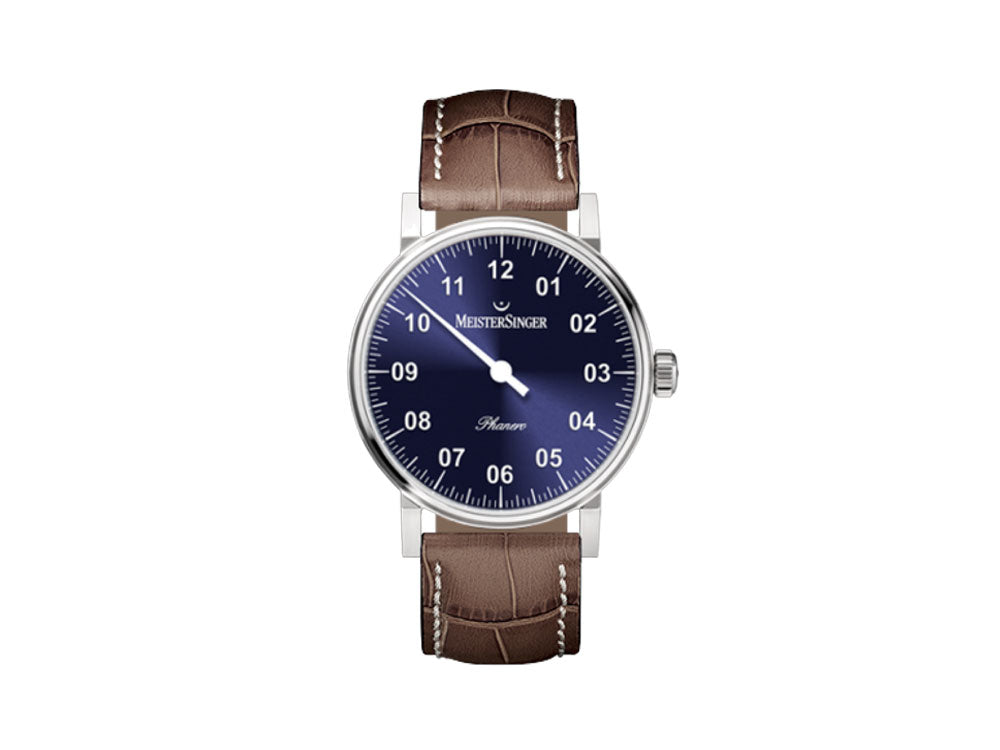 Meistersinger Phanero Uhr, Handaufzug, SW 210, Blau sunburst, 35mm, PH308-SG12W