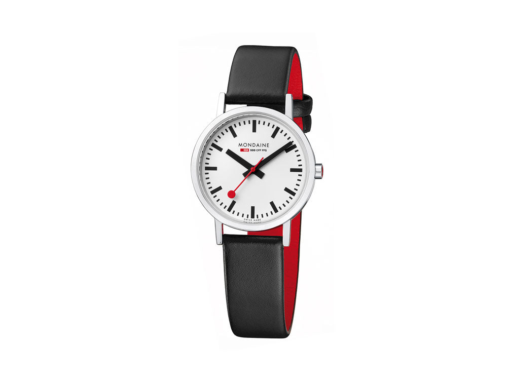 Mondaine SBB Classic Quartz Uhr, polierter Edelstahl, Mineral Glas, 30mm