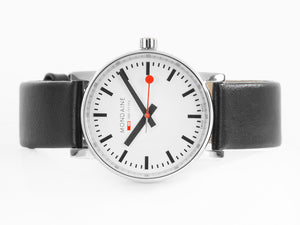 Mondaine SBB Evo2 Quartz Uhr, Weiss, 35 mm, Lederband, MSE.35110.LB