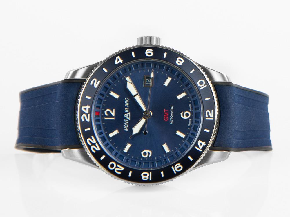 Montblanc 1858 GMT Automatik Uhr, Edelstah, Blau, 42 mm, 129617