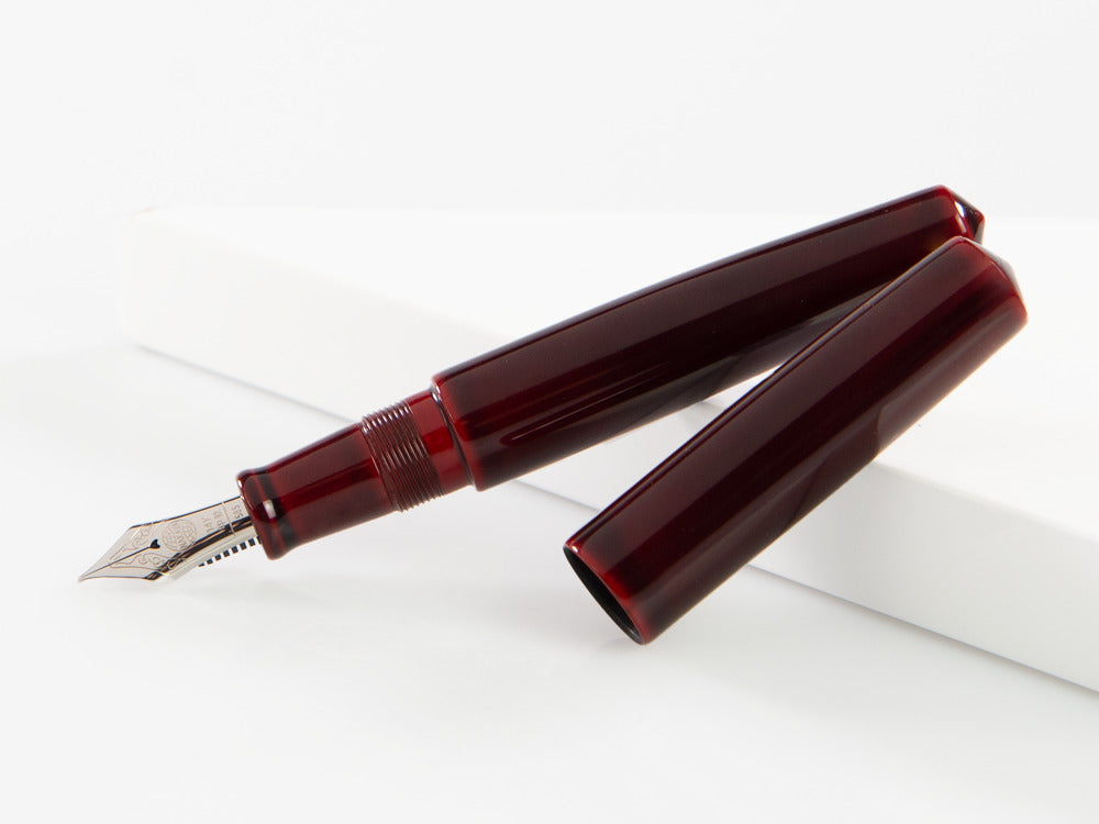 Nakaya Cigar Füllfederhalter Piccolo, Aka-Tamenuri, Ebonite, 14K Rhodium