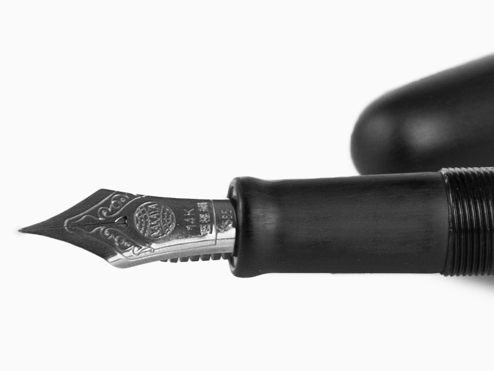 Nakaya Cigar Füllfederhalter Long, Black Hairline, Ebonite, Ruthenium