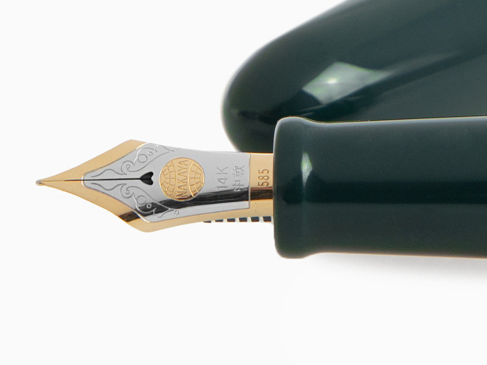 Nakaya Cigar Füllfederhalter Long, Midori, Ebonite, Ebonite, 14k Gold