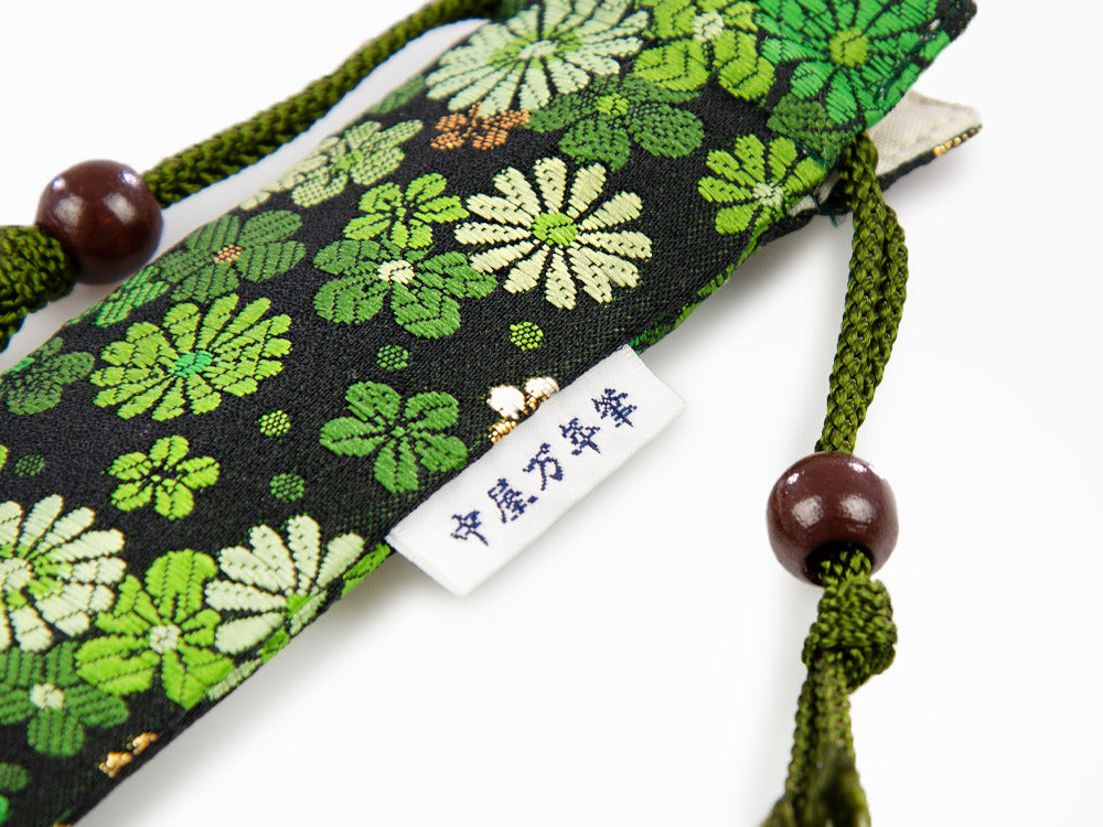 Nakaya Kyoto 'Nishijin-ori' Etui Textil, Grün, 1 Schreibgerät