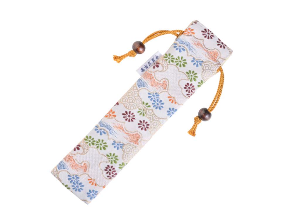 Nakaya Kyoto 'Nishijin-ori Etui Textil Weiss, 1 Schreibgerät