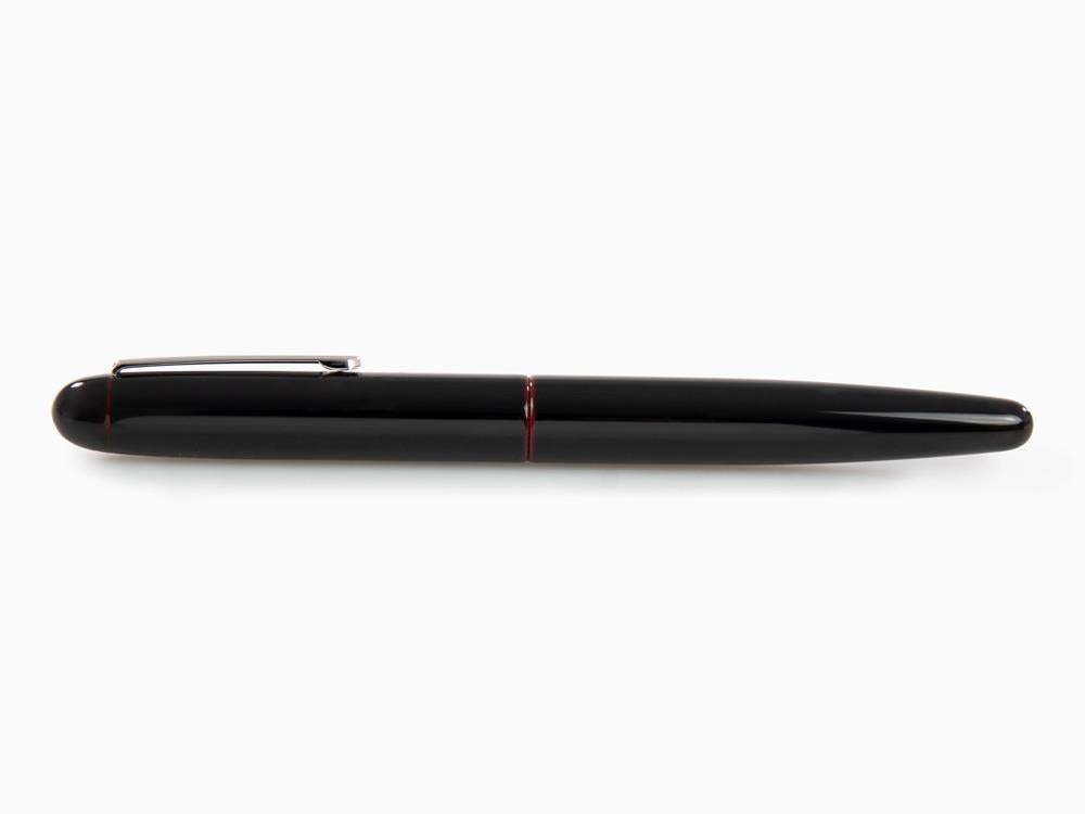 Nakaya Writer Long Füllfederhalter Kuro-Tamenuri, Ebonite, Rhodiniert