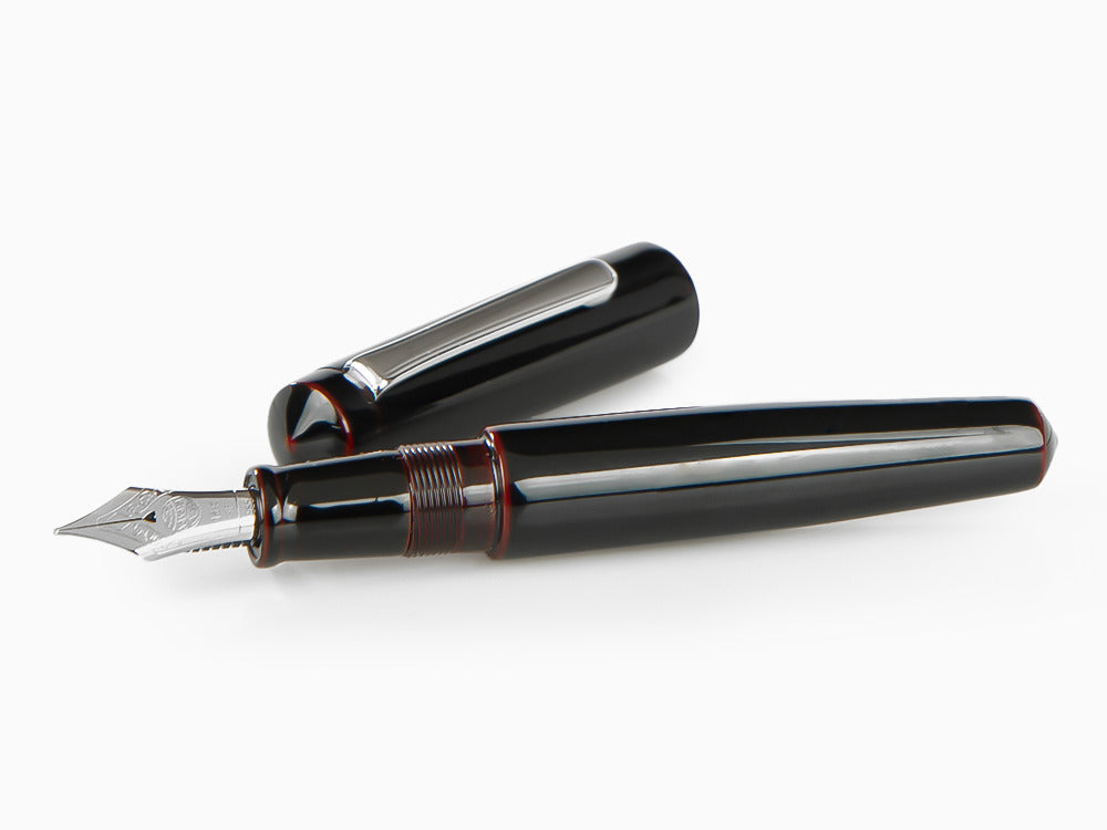 Nakaya Writer Füllfederhalter Kuro-Tamenuri Piccolo, Ebonite, Rhodiniert