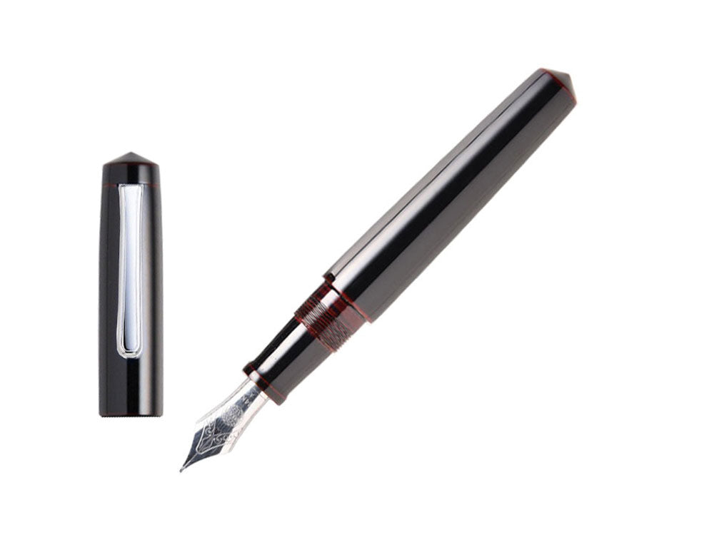 Nakaya Writer Füllfederhalter Kuro-Tamenuri Piccolo, Ebonite, Rhodiniert