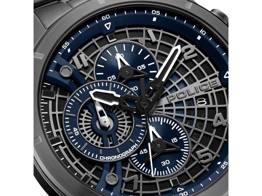Police Cipher Quartz Uhr, PVD Gun Metal, 45 mm, Schwarz, PEWGI0000103