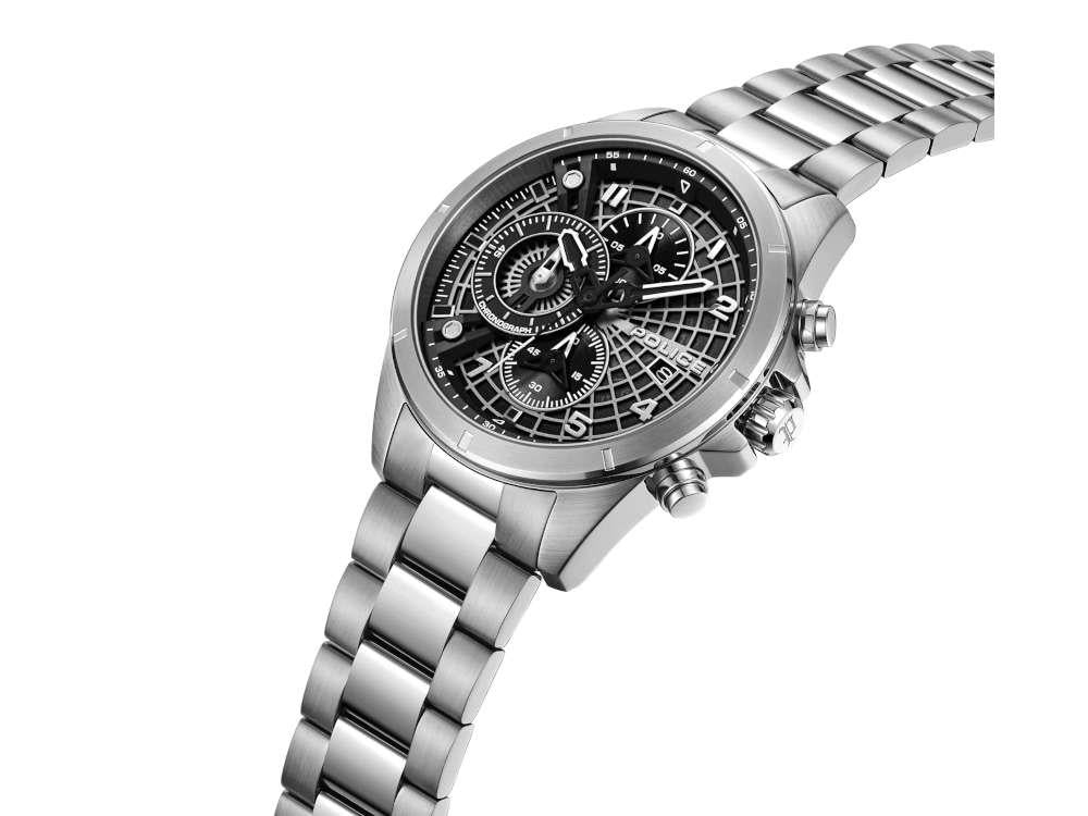 Police Cipher Quartz Uhr, 45 mm, Schwarz, PEWGI0000104