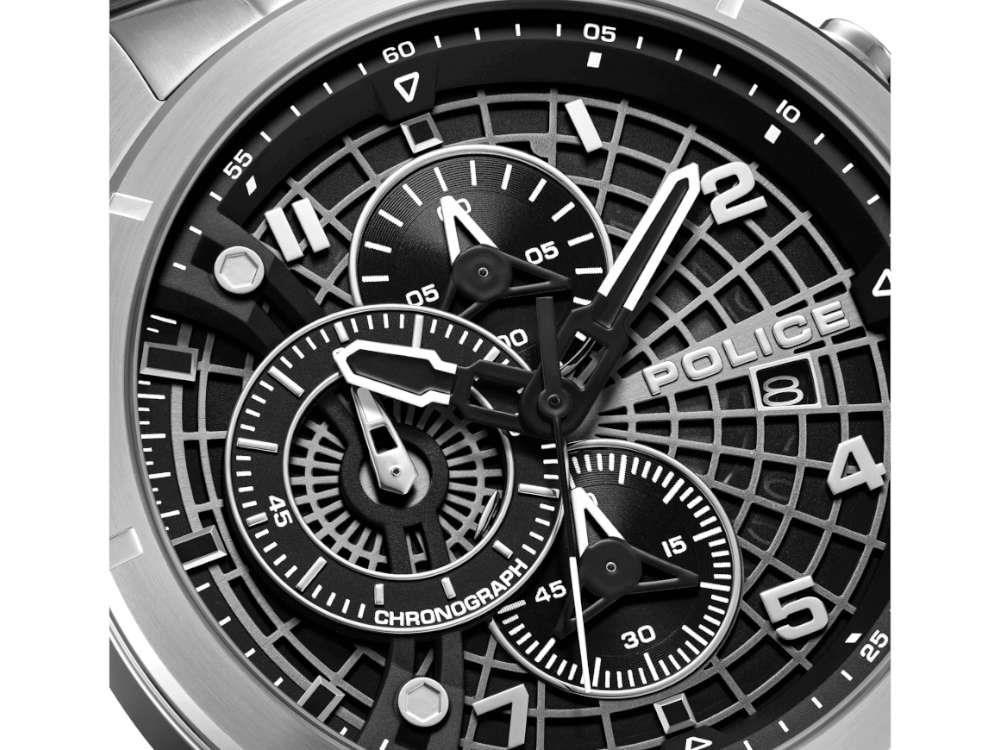 Police Cipher Quartz Uhr, 45 mm, Schwarz, PEWGI0000104
