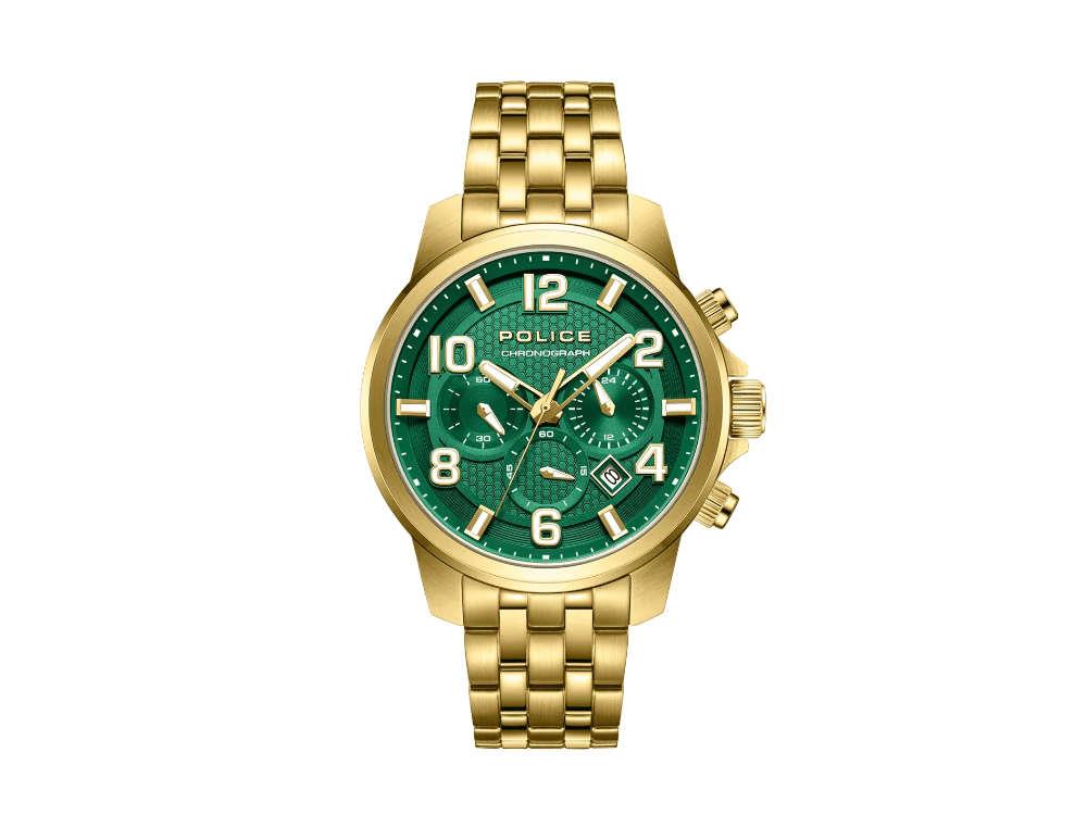 Police Belem Quartz Uhr, PVD Gold, 43 mm, Grün, PEWGI0000304