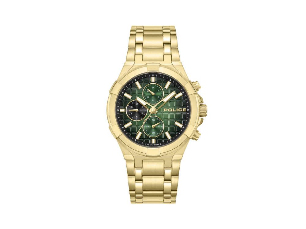 Police Guardian Quartz Uhr, PVD Gold, 42 mm, Grün, PEWGK0082003