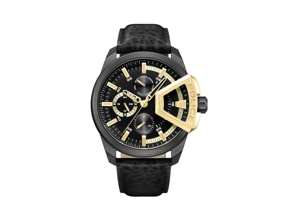 Police Underlined Quartz Uhr, PVD, 46 mm, Schwarz, PEWJF0005704