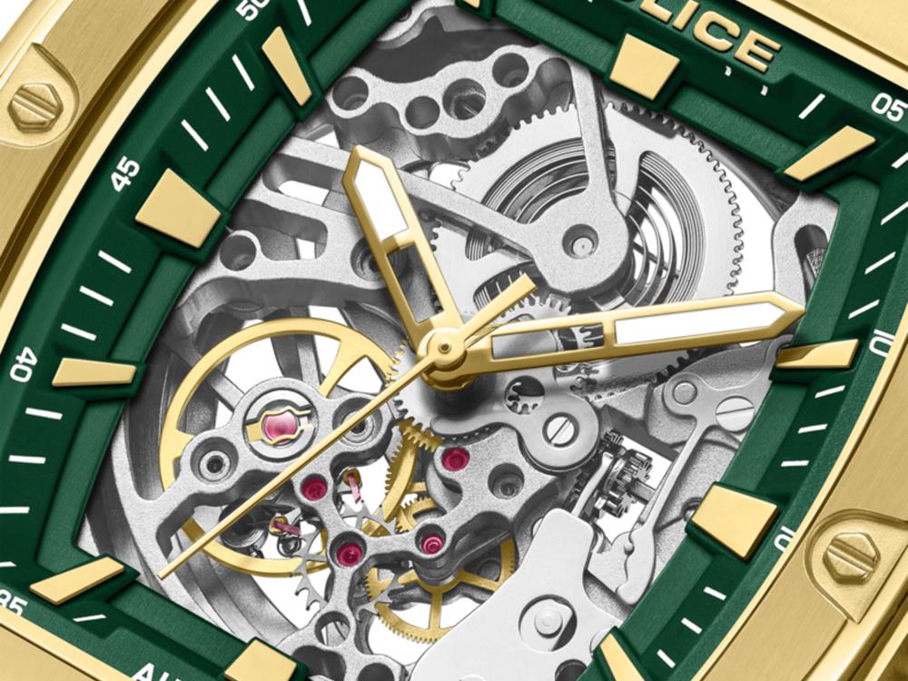 Police Skeletor Automatik Uhr, 42 mm, Grün, PEWJL0072206