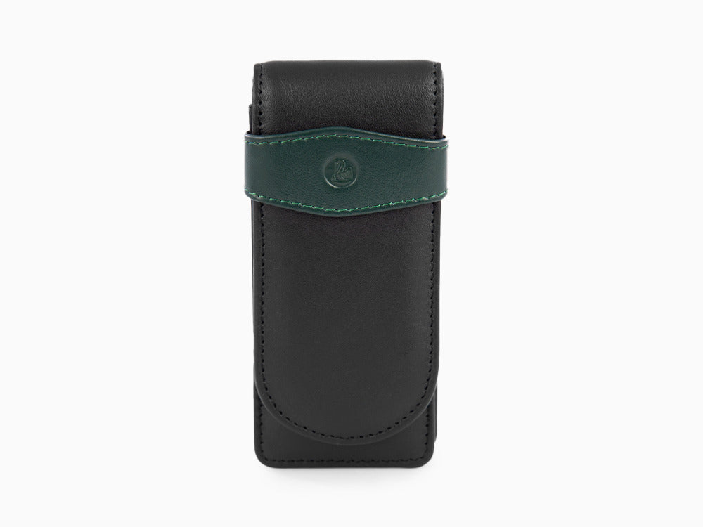 Pelikan Etui 3 Stifte, Leder, Schwarz-Grün, Weich, Mit Schieber, 924092